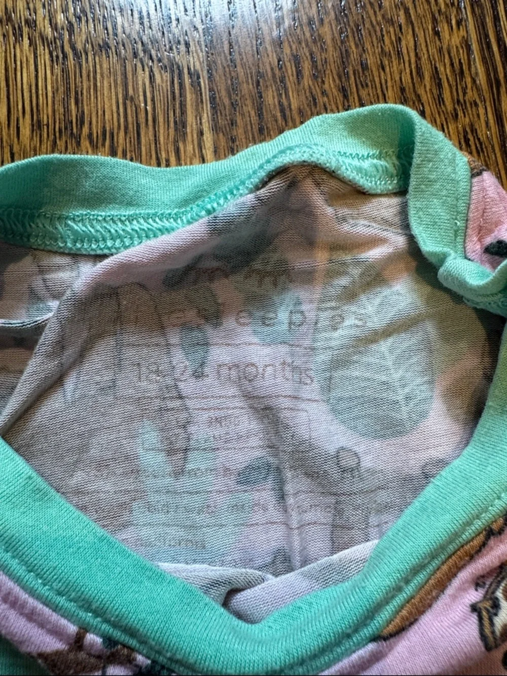 Little Sleepies Pink Sloth Pajama Set with Mint Trim - Picture 4 of 5
